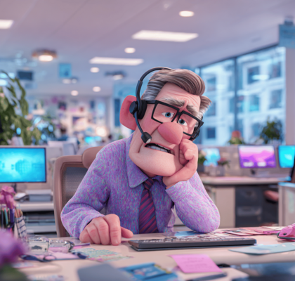 Zweispaltenbild links: Darstellung eines dynamischen KI-Einsatzes in der Wirtschaft