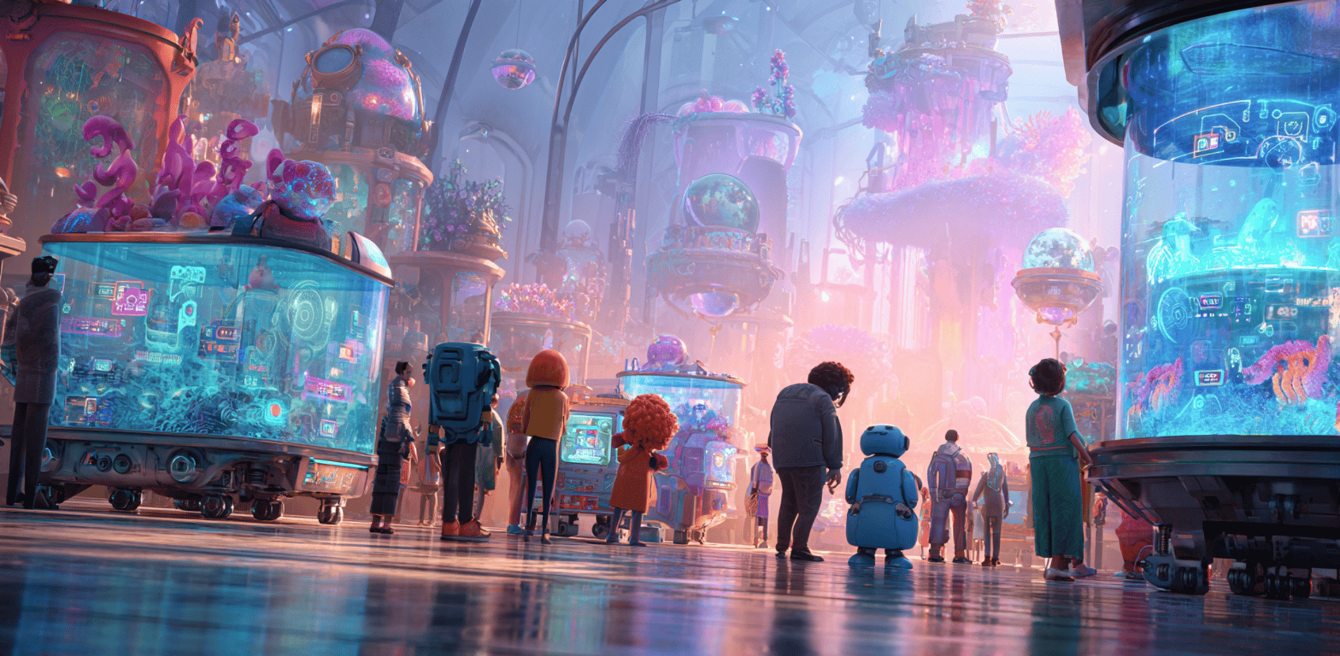 Dynamische Illustration von KI-Interaktion in modernen Szenen