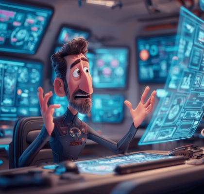 Detailreiche Darstellung eines Prompting-Anfängers in Aktion