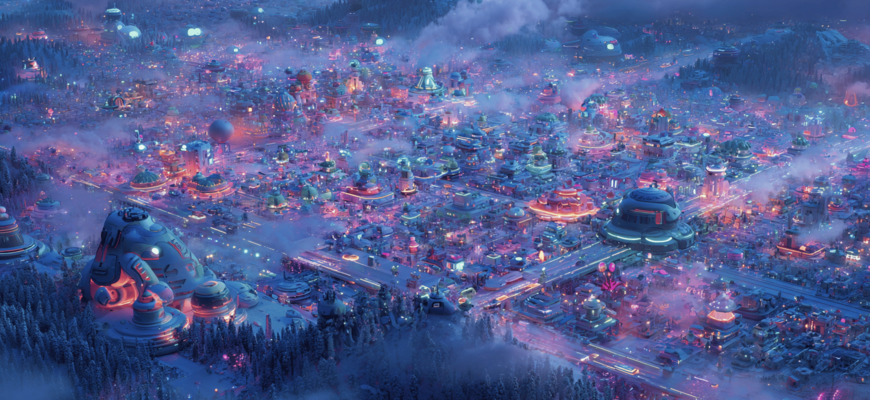 Weite digitale Landschaft mit futuristischen KI-Elementen