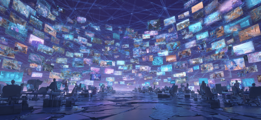 Kreative Visualisierung von agentic KI in der Unternehmenswelt.