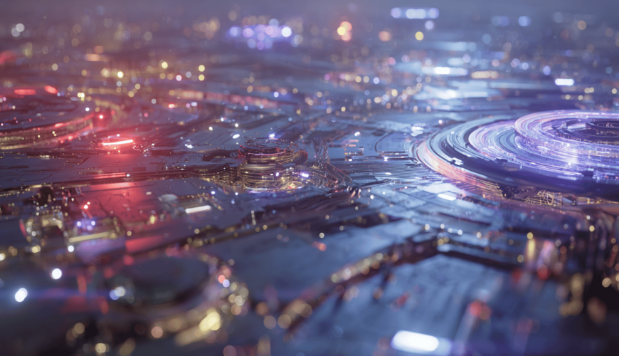 Abstrakte Darstellung autonomer KI-Agenten in computergenerierter Umgebung