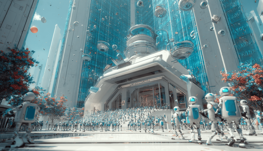 Dynamische Darstellung der KI-Revolution im Regierungsumfeld