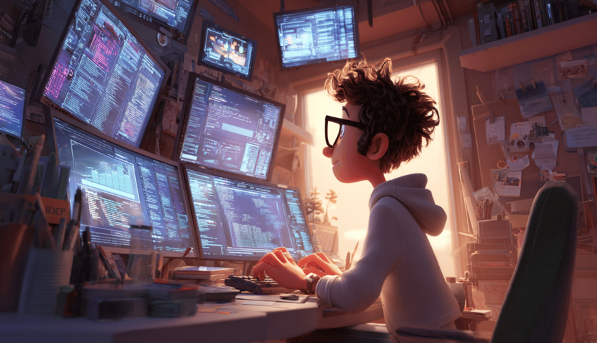 Dynamische Darstellung der KI-Web-App-Entwicklung mit modernem Interface