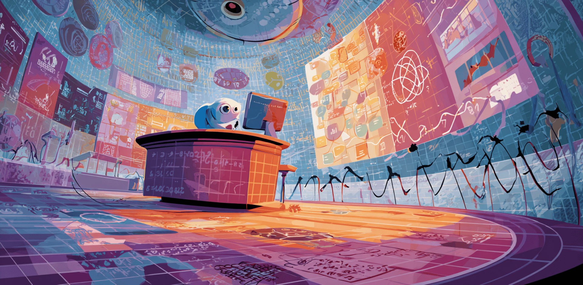 Illustration einer KI, die mathematische Probleme löst