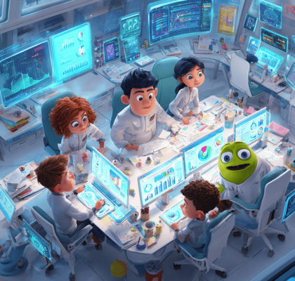 Zweispaltenbild links: Klar strukturierte Datenaufbereitung in einem modernen Büro.