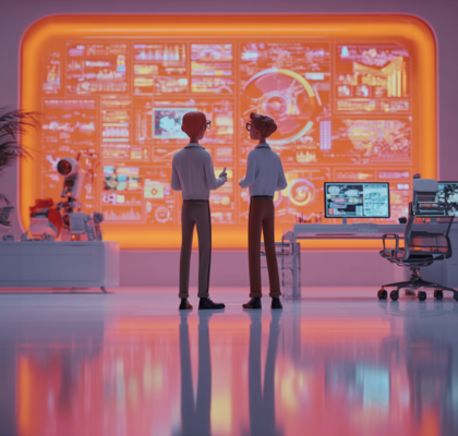 Agentic KI im Einsatz in modernen Geschäftsräumen.