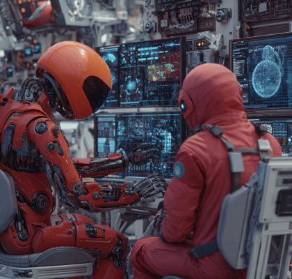 Techniker arbeiten an der KI-Sicherheitsarchitektur