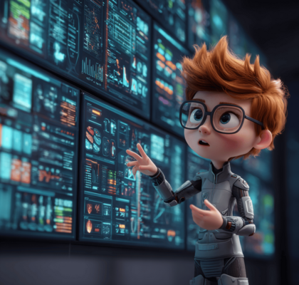 Zweispaltenbild rechts: Interaktion eines KI-Agenten mit Protokolldaten