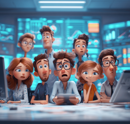 Zweispaltenbild rechts: Innovativer Einsatz von KI in der Datenvisualisierung im Unternehmensumfeld.