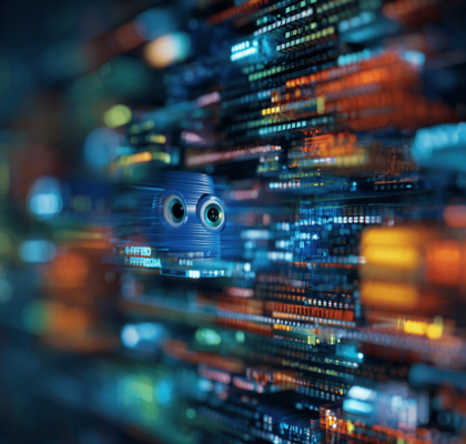 Detailaufnahme moderner Codezeilen beim MCP Einsatz